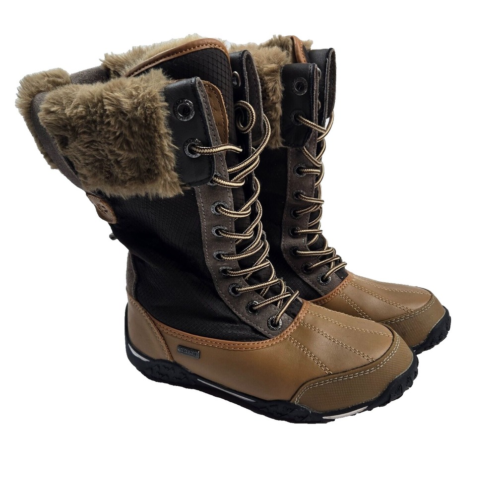 Pajar Women Genevieve Brown Leather Lace-up Cuff Winter Boots 6-6.5US EUR 37